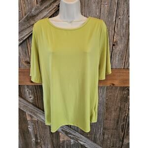 Susan Graver size Small (measures big) bright neon green career casual top EUC